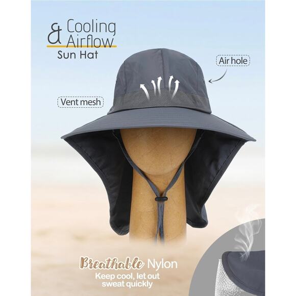Creekstone Wide Brim Sun Hat Neck Flap UPF 50+ UV Protection Waterproof Unisex - Picture 3 of 8